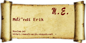 Mándi Erik névjegykártya